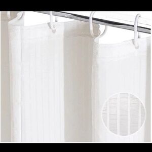 NEW Funnytree 72 in x 72 in White Shower Curtain Textured Cloth Set Of 2